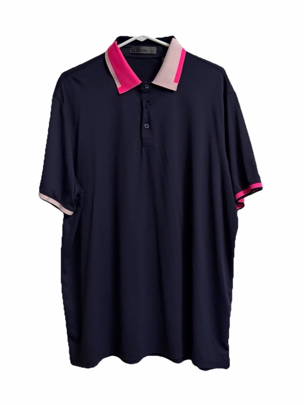 G/Fore Men's XXL Silky Pique Contrast Banded Sleeve Polo Twilight Pink Blue EUC